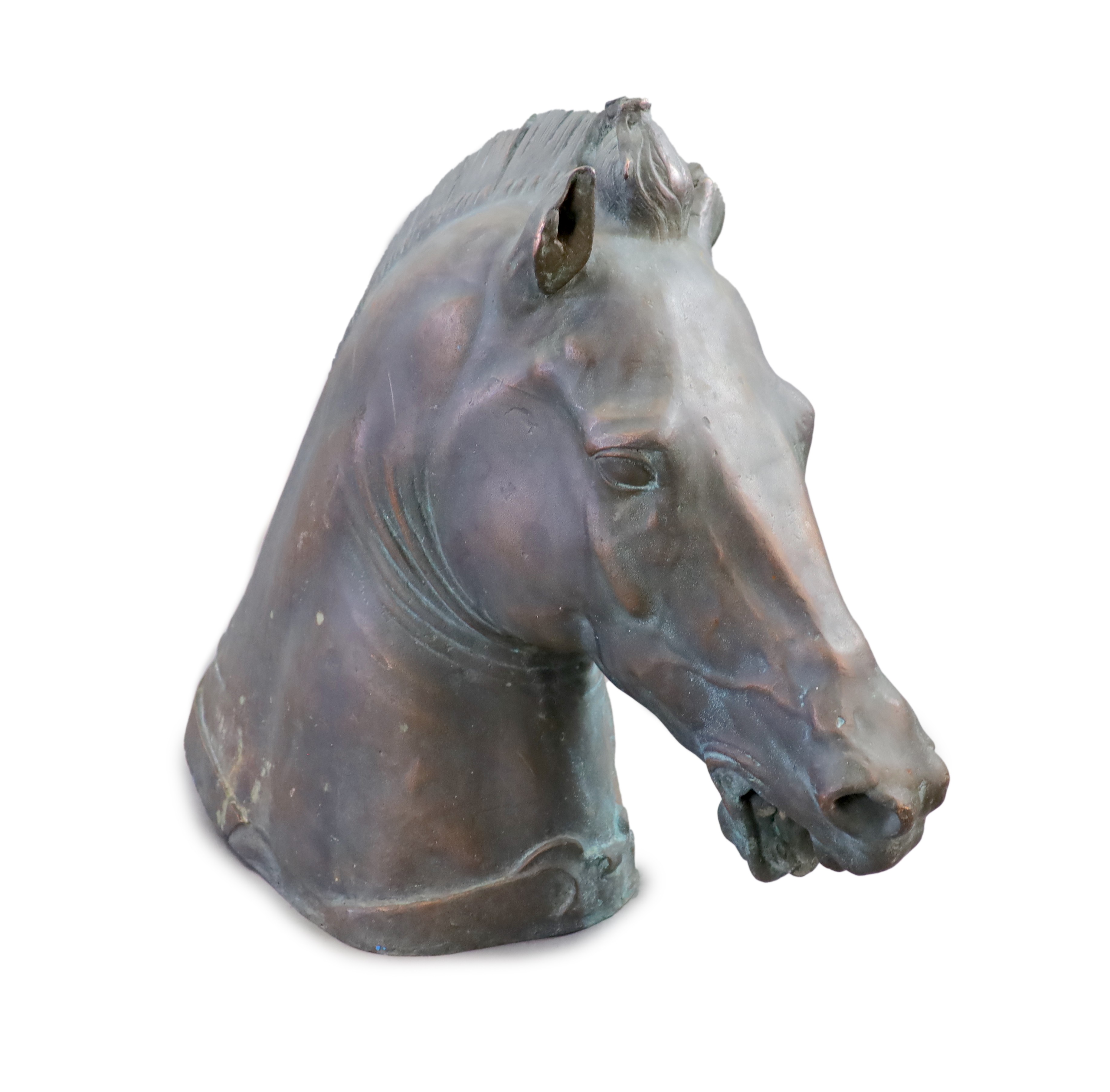 A large and impressive life-size bronze model after the Medici Riccardi horse’s head, 20th century H 80cm. L 97cm.